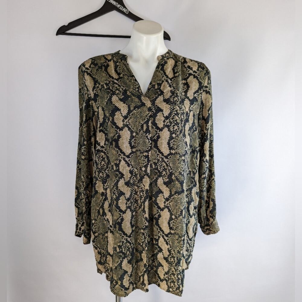 H&M Snakeskin Print Oversized Popover Blouse Sz 4